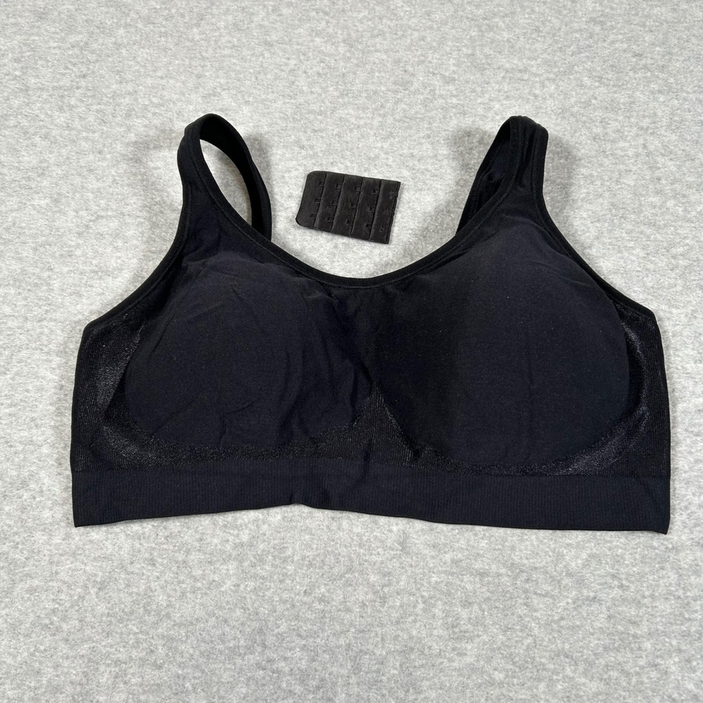 Truekind Daily‎ Comfort Wirefree Shaper Bra Womens XL Black Comfort Support